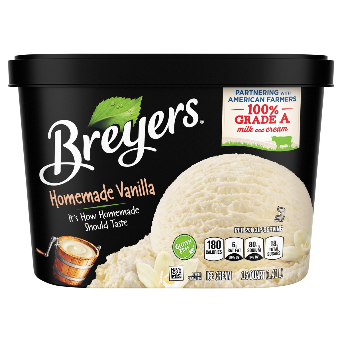 slide 1 of 5, Breyer's Homemade Vanilla Ice Cream, 1.5 qt