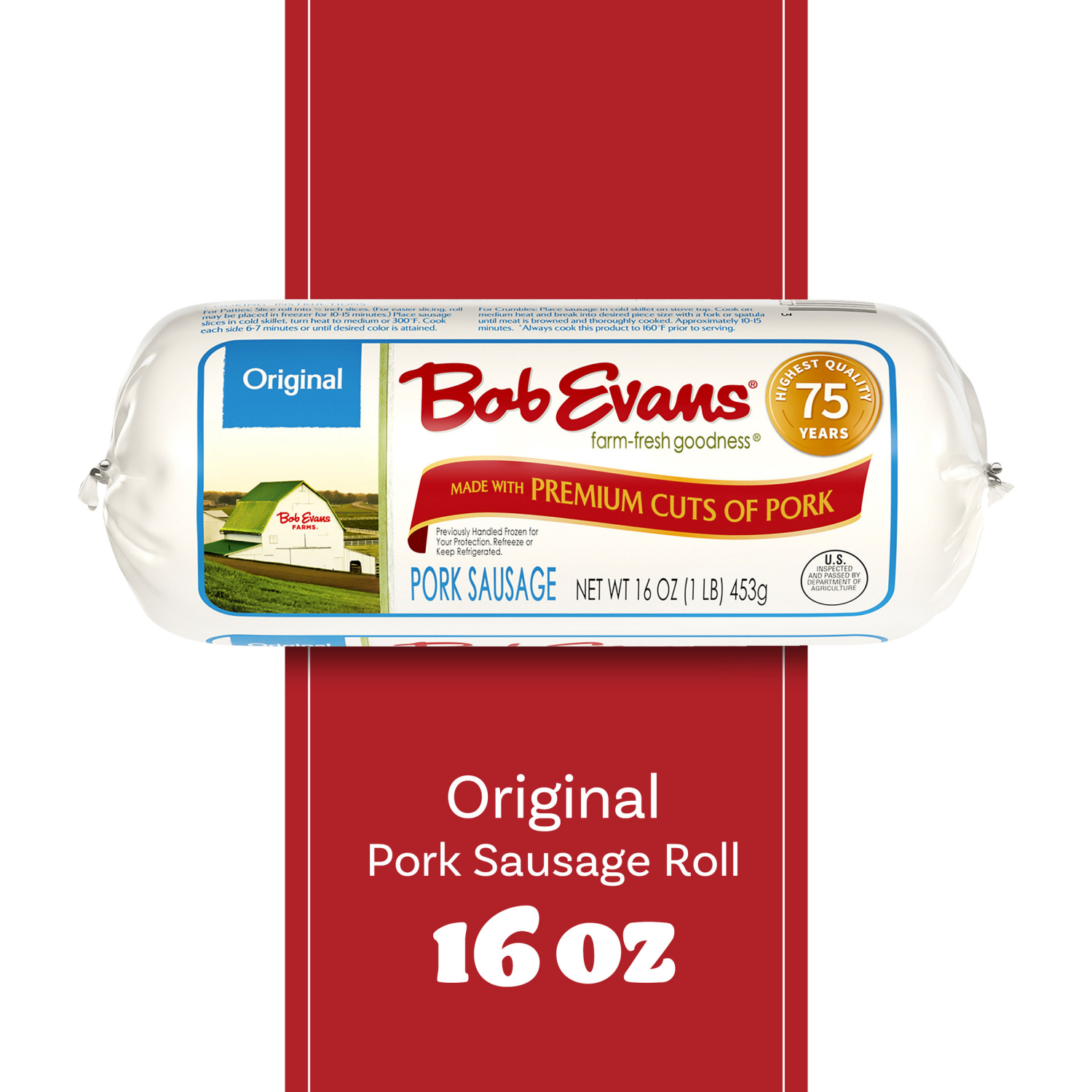 slide 6 of 8, Bob Evans Reg Sausage Rolls, 16 oz