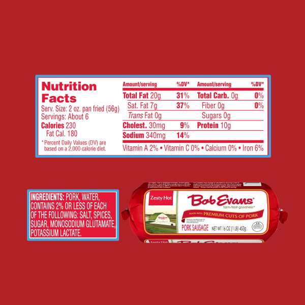 slide 4 of 29, Bob Evans Zesty Hot Pork Sausage Roll,16 oz, 16 oz