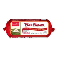 Bob Evans Zesty Hot Premium Pork Sausage Roll, 16 oz (Fresh Sausage)