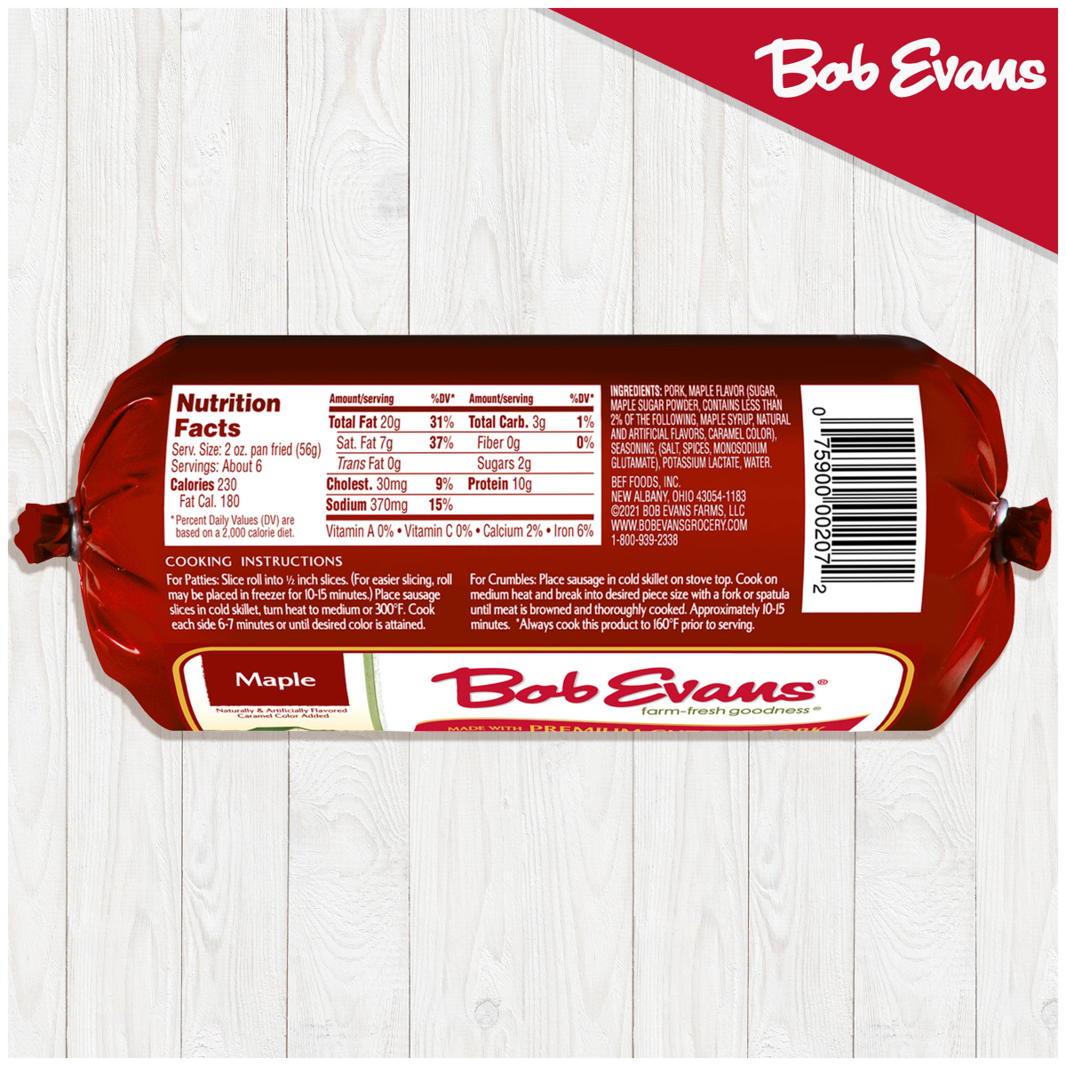 slide 5 of 25, Bob Evans Maple Pork Sausage Roll, 16 oz