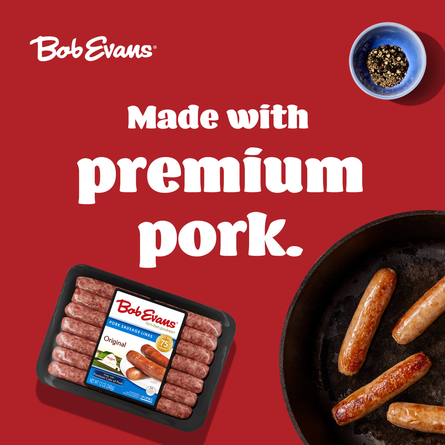 slide 7 of 8, Bob Evans Farm-Fresh Goodness Original Pork Sausage Links 14 ea, 14 ct