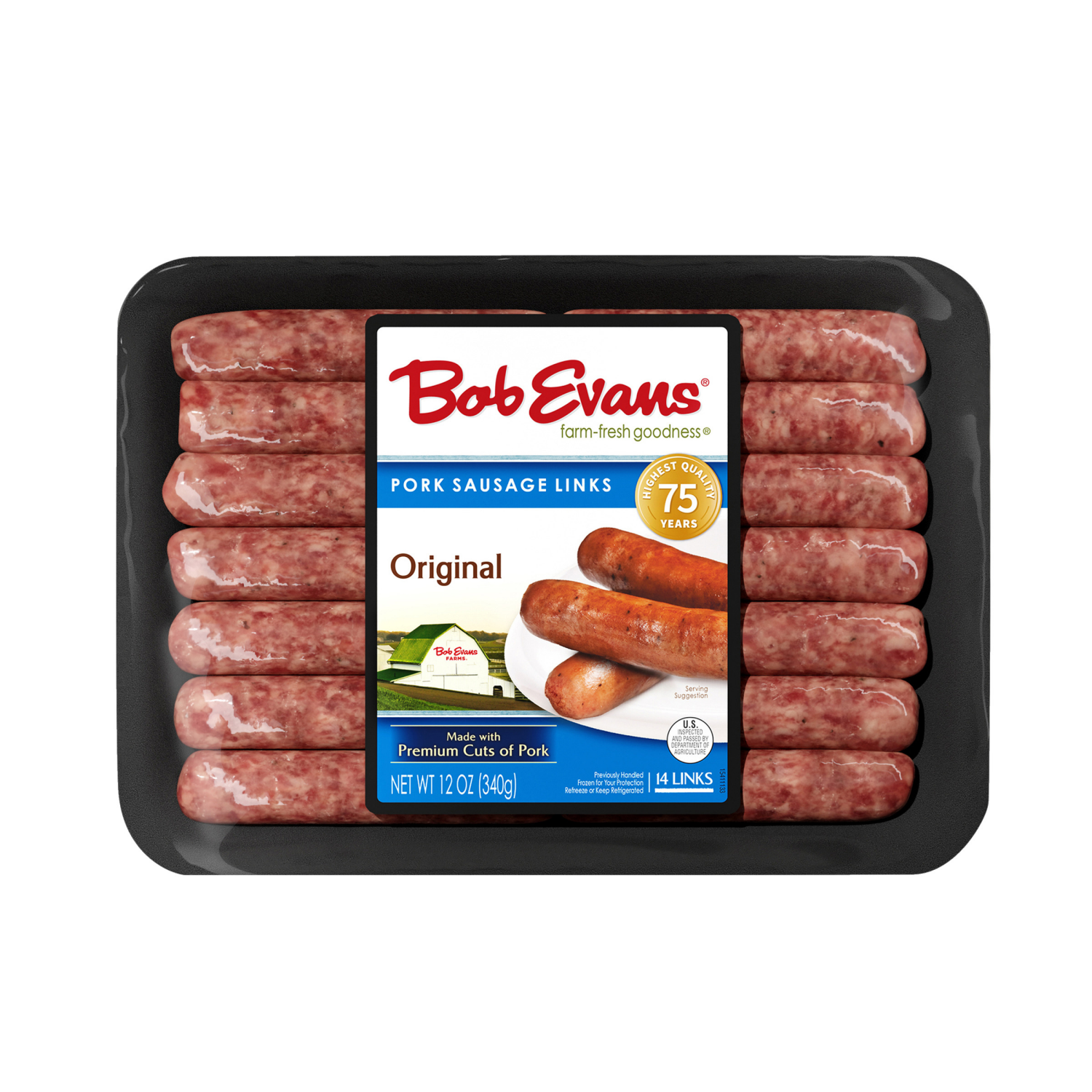 slide 1 of 8, Bob Evans Farm-Fresh Goodness Original Pork Sausage Links 14 ea, 14 ct
