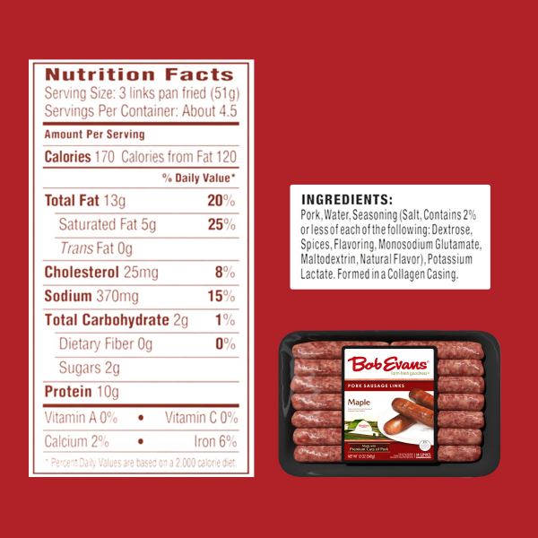 slide 4 of 29, Bob Evans Maple Pork Sausage Links, 12 oz, 14 ct, 14 ct; 12 oz