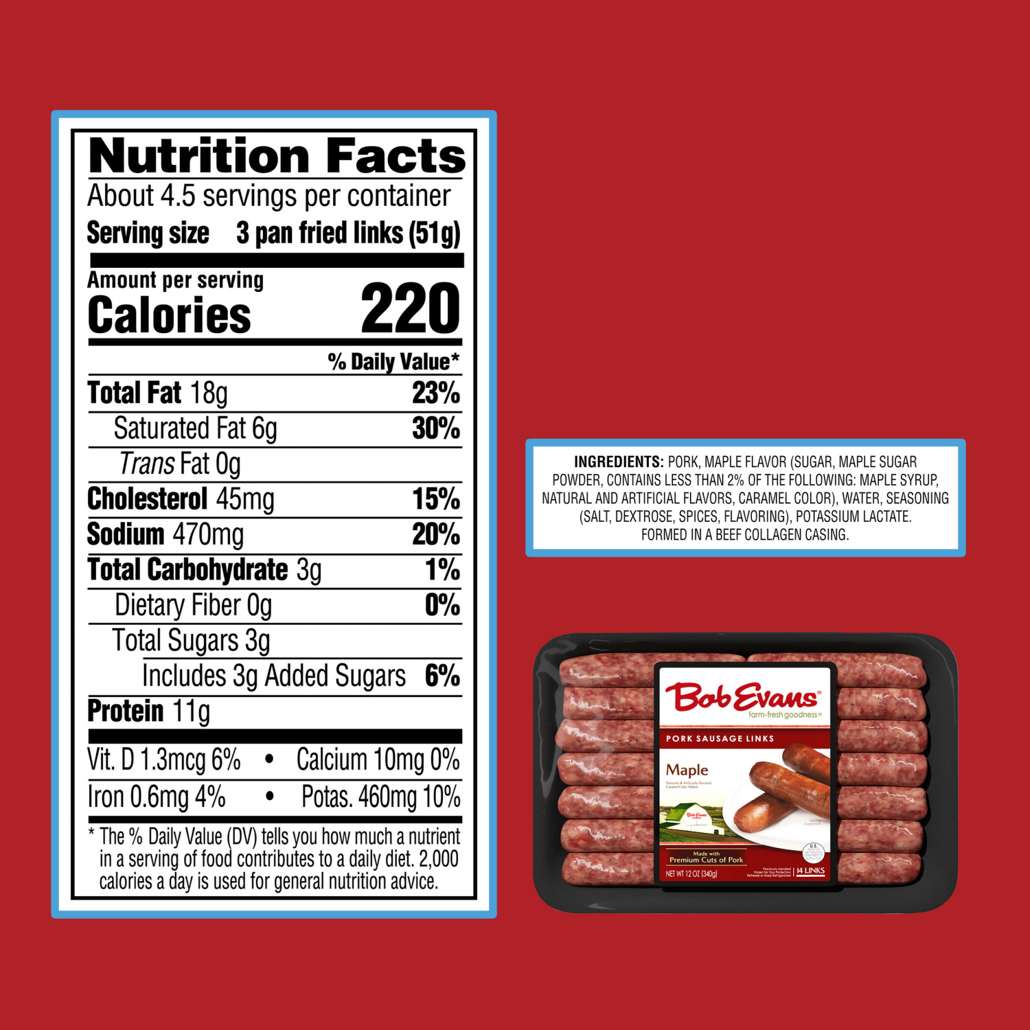slide 5 of 8, Bob Evans Maple Pork Sausage Links 12 oz 14 ct, 14 ct; 12 oz