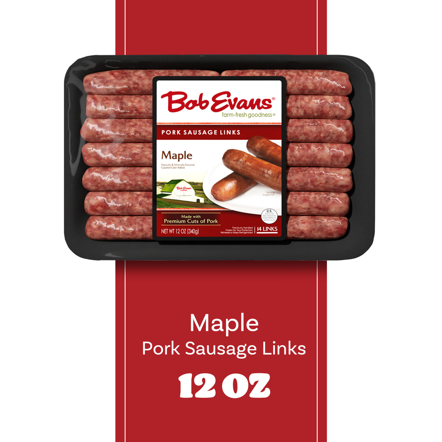 slide 6 of 8, Bob Evans Maple Pork Sausage Links 12 oz 14 ct, 14 ct; 12 oz