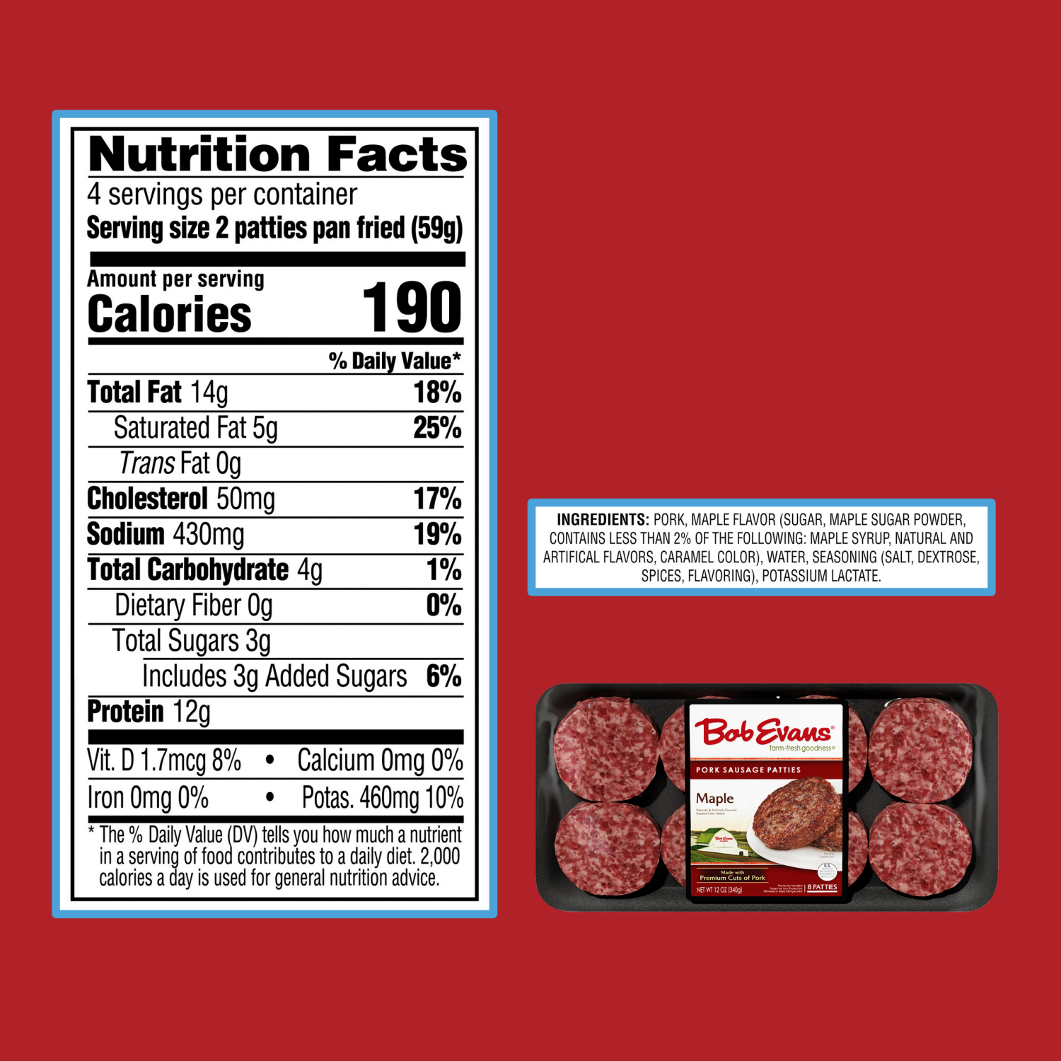 slide 5 of 8, Bob Evans Maple Pork Sausage Patties 12 oz 8 ct, 8 ct