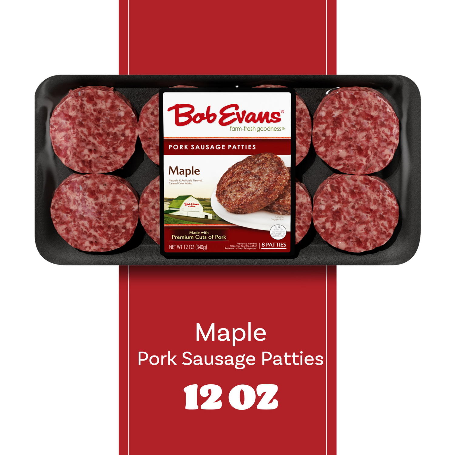 slide 6 of 8, Bob Evans Maple Pork Sausage Patties 12 oz 8 ct, 8 ct