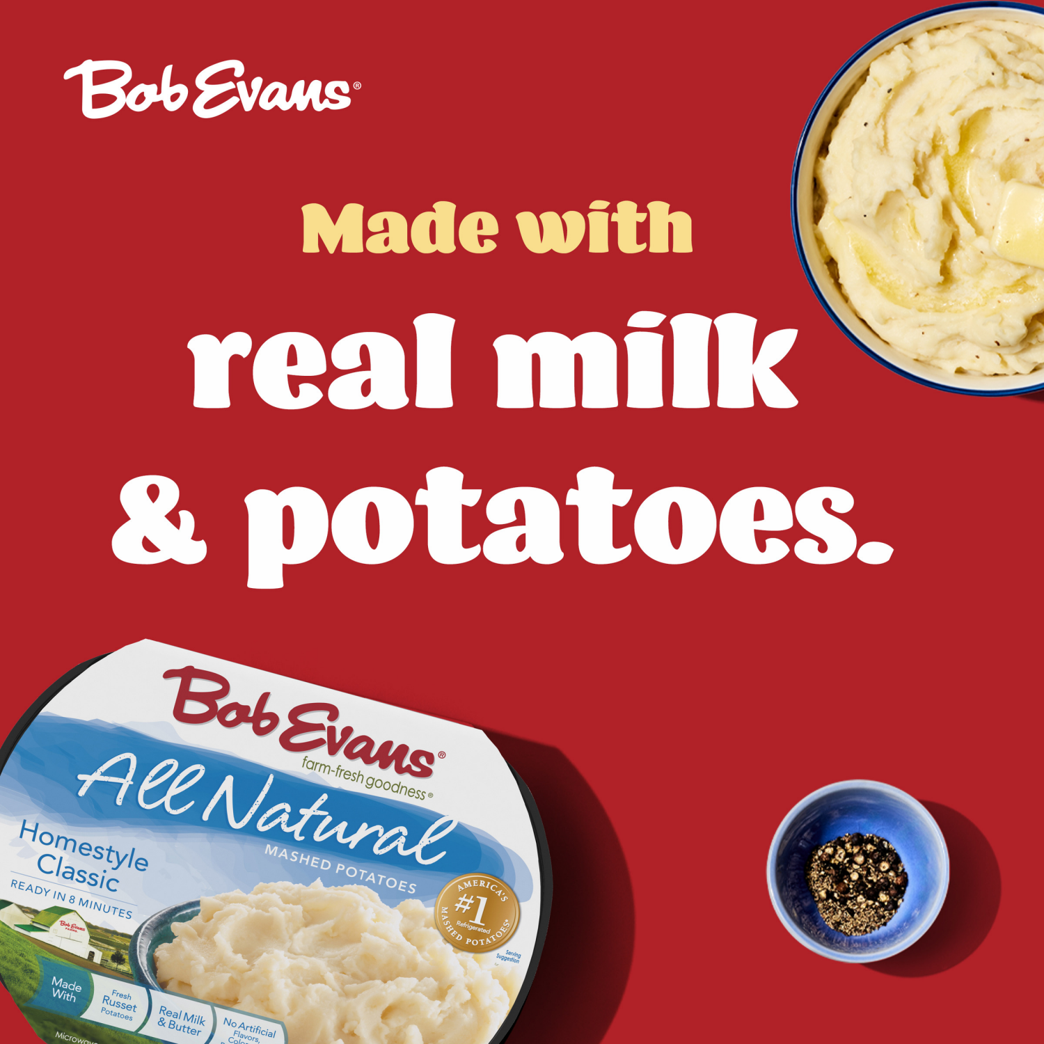 slide 4 of 8, Bob Evans All Natural Homestyle Classic Mashed Potatoes, 567 gram