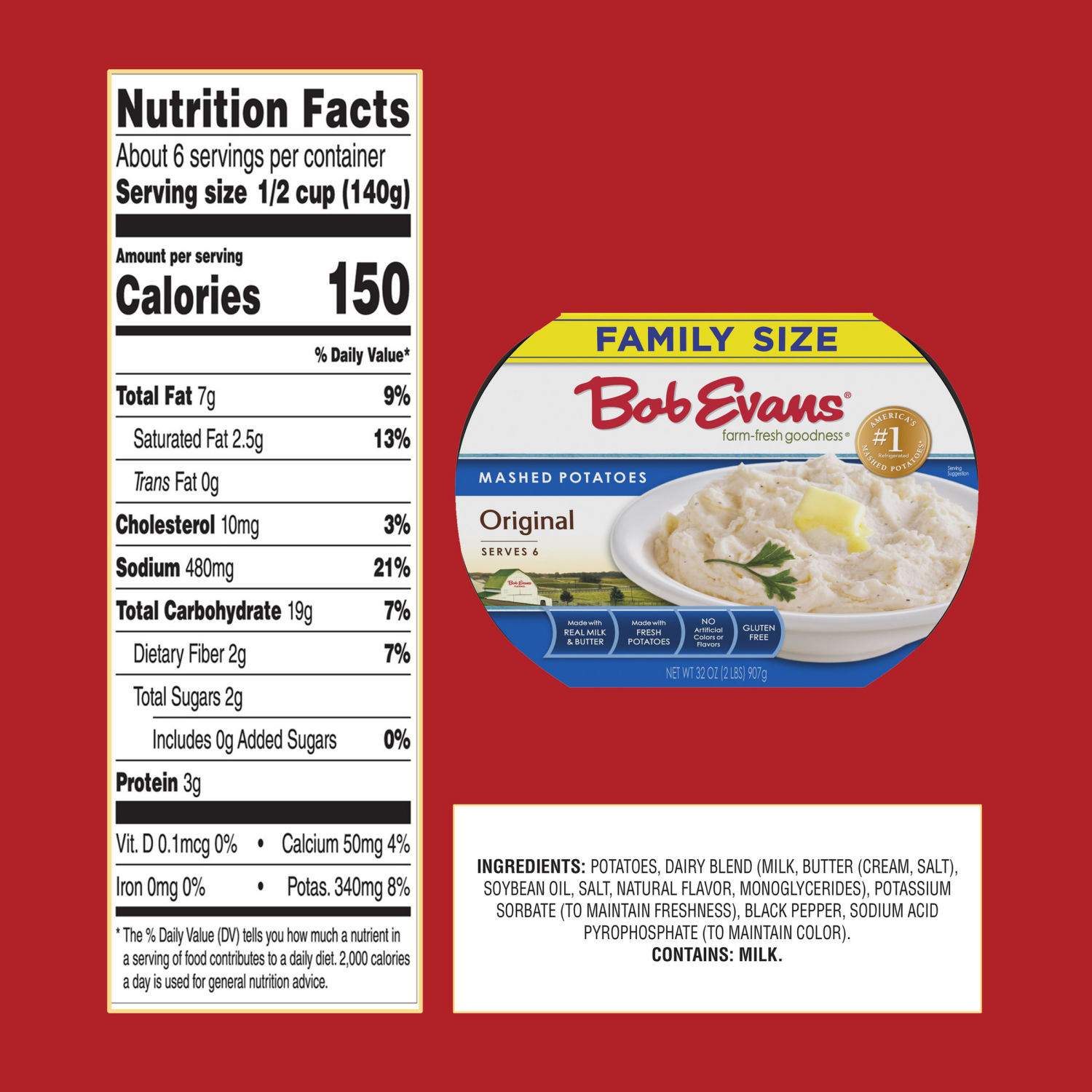 slide 5 of 8, Bob Evans Original Mashed Potatoes Family Size, 32 oz