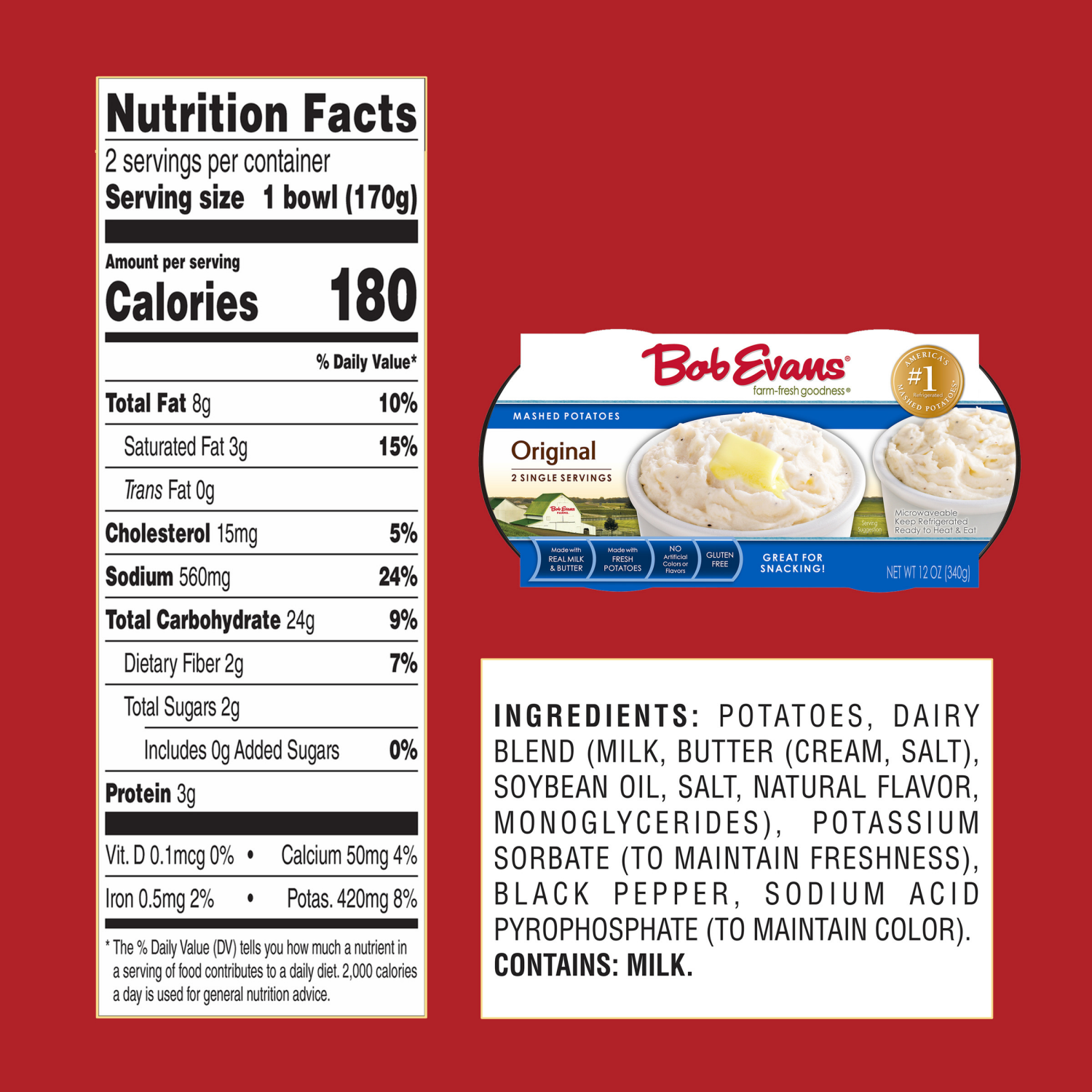 slide 5 of 8, Bob Evans Original Mashed Potatoes 12 oz. Sleeve, 12 oz