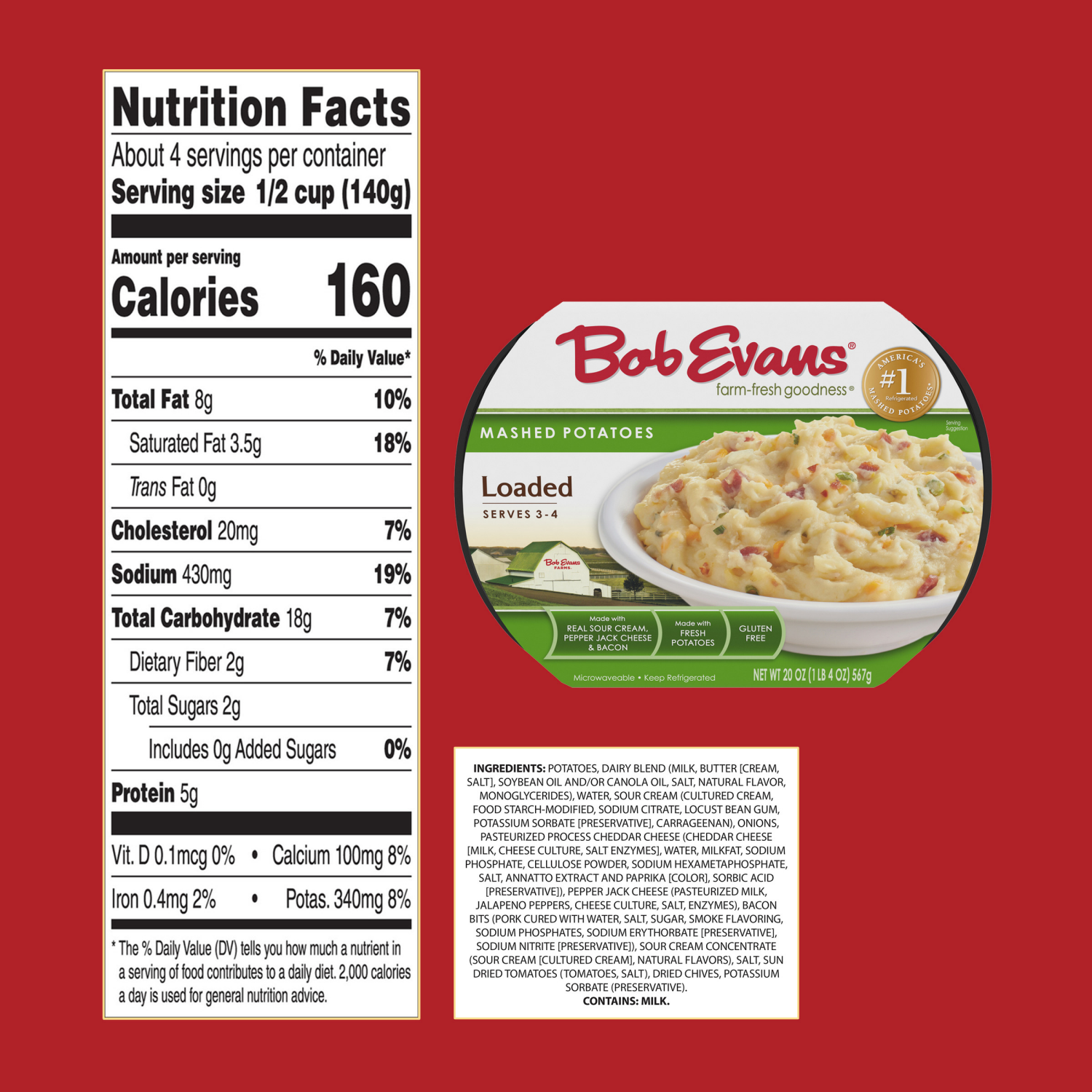 slide 5 of 8, Bob Evans Loaded Mashed Potatoes, 20 oz