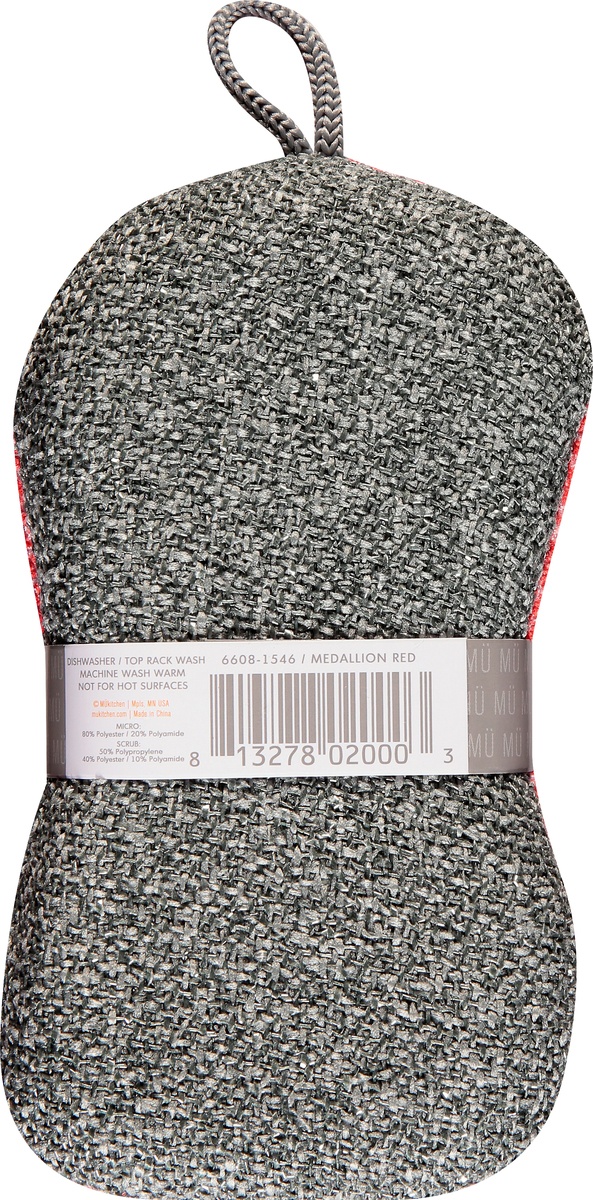 slide 8 of 9, MUkitchen Medallion Red Double-Duty Scrub Sponge 1 ea, 1 ct