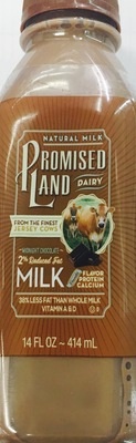 slide 1 of 1, Promised Land Dairy Midnight Chocolate 2% Reduced Fat Milk, 14 fl oz