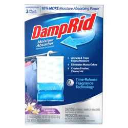 DampRid Hanging Bag Lavender Vanilla Moisture Absorber 3 - 15.4 oz Bags