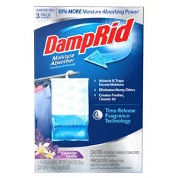 DampRid Hanging Bag Lavender Vanilla Moisture Absorber 3 - 15.4 oz Bags