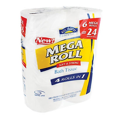slide 1 of 1, Hill Country Fare Bath Tissue Mega Roll Bath Tissue, 6 ct