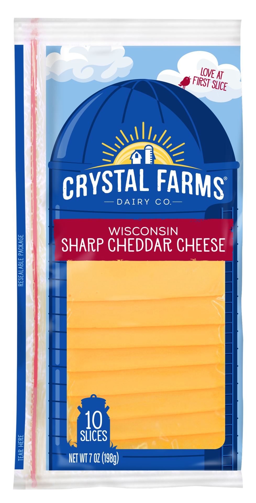 slide 1 of 2, Crystal Farms Cheese Slices, Sharp Cheddar, Wisconsin, 10 ct