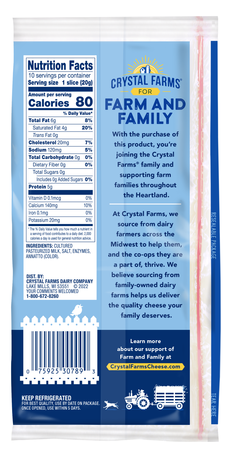 slide 2 of 2, Crystal Farms Marble Jack Sliced Cheese, 7 oz, 10 count, 10 ct
