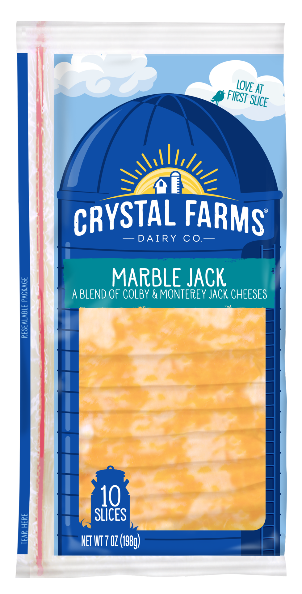 slide 1 of 2, Crystal Farms Marble Jack Sliced Cheese, 7 oz, 10 count, 10 ct