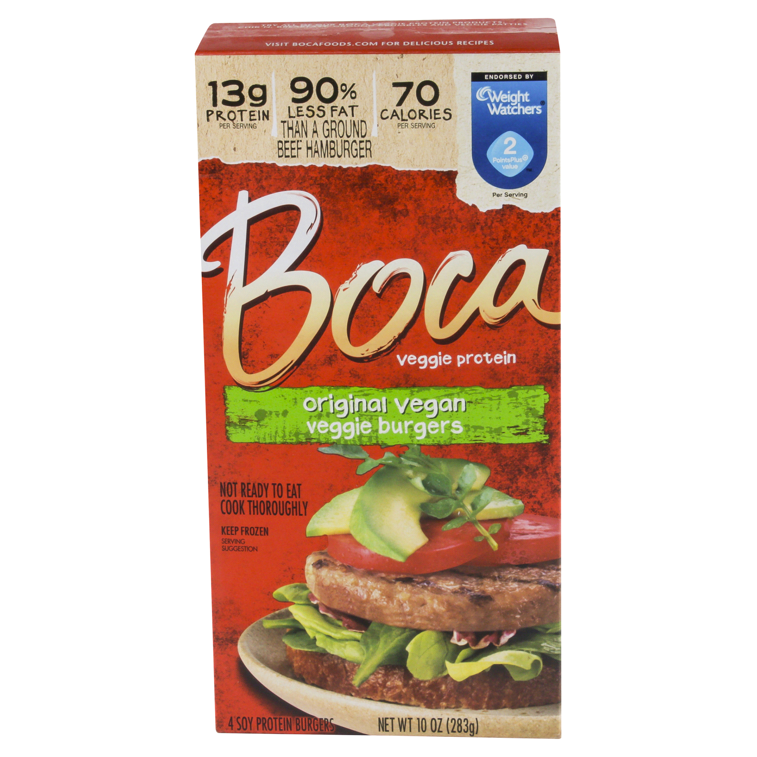 slide 1 of 3, BOCA Original Vegan Veggie Burgers, 10 oz