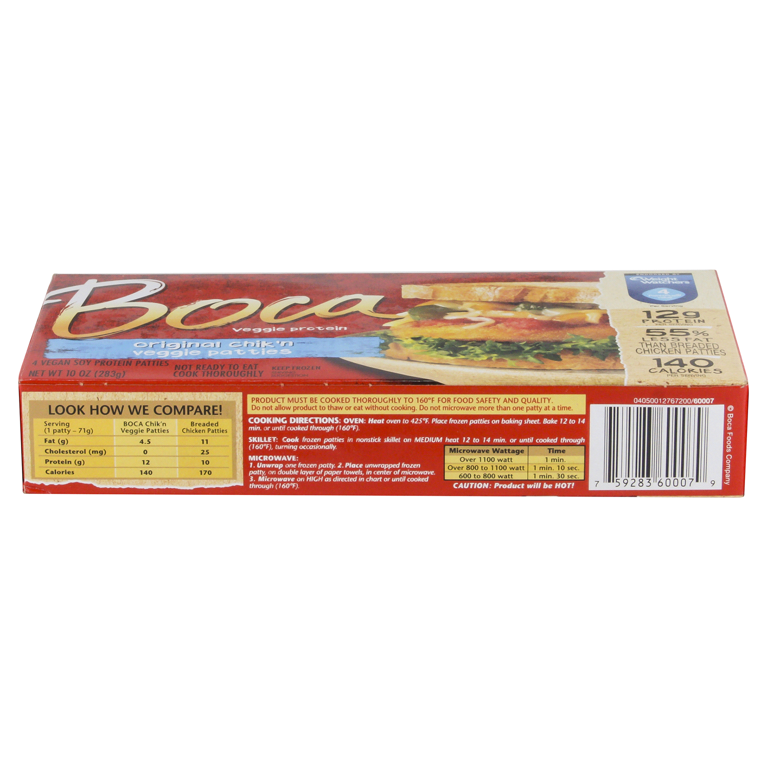 slide 2 of 3, BOCA Original Vegan Chik'n Veggie Patties, 4 ct Box, 4 ct