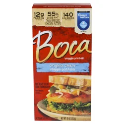 BOCA Original Vegan Chik'n Veggie Patties, 4 ct Box