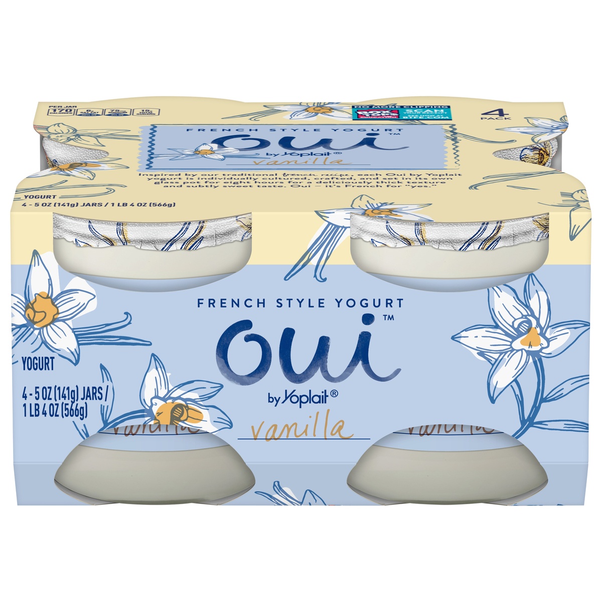 slide 1 of 1, Oui by Yoplait French Style Yogurt, Vanilla, Gluten Free, 4 ct, 20 oz, 4 ct; 5 oz