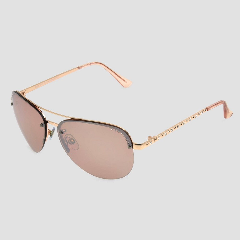 slide 2 of 2, Women's Rhinestone Aviator Sunglasses - A New Day Pink, 1 ct