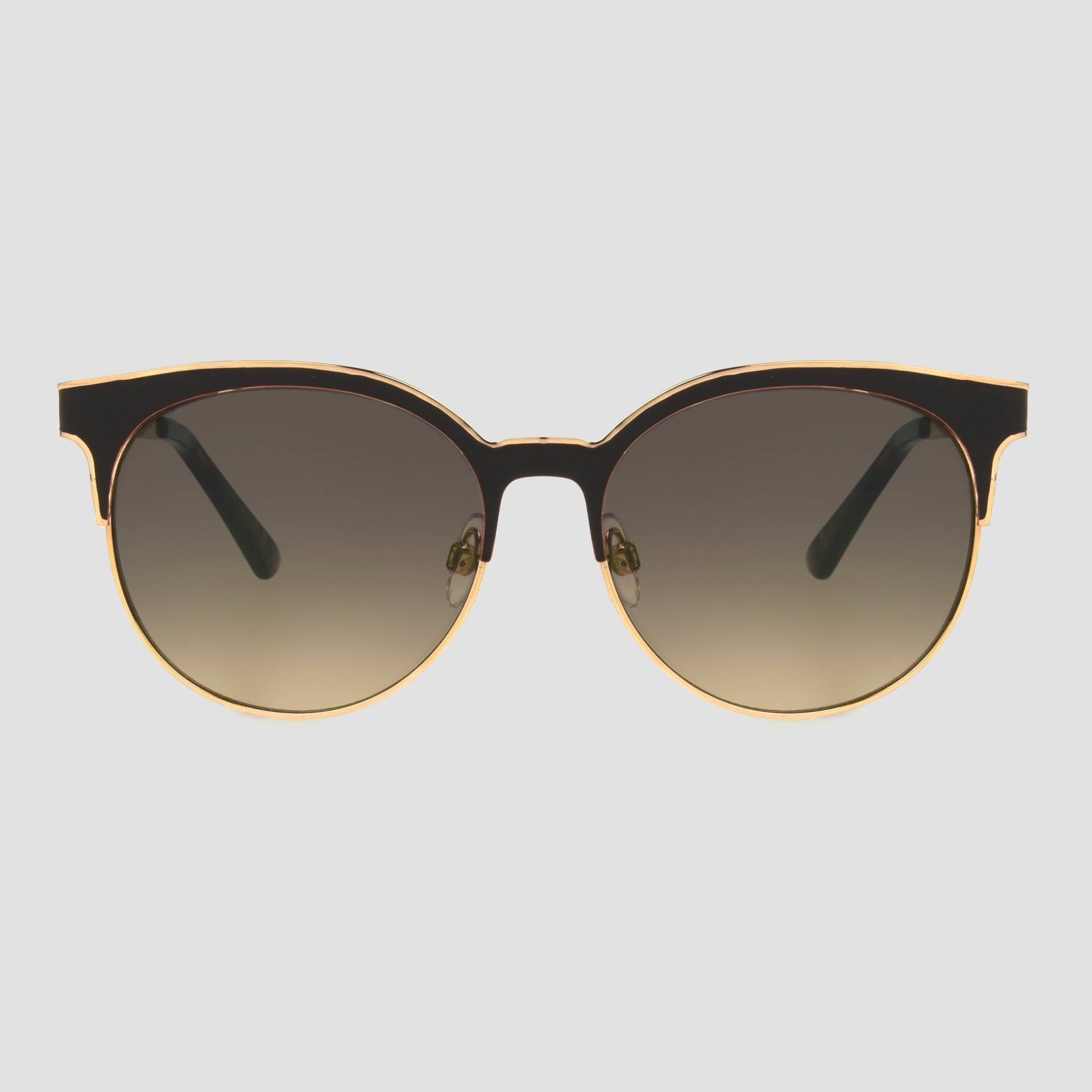 slide 1 of 2, Women's Cateye Retro Browline Sunglasses - A New Day Black/Gold, 1 ct