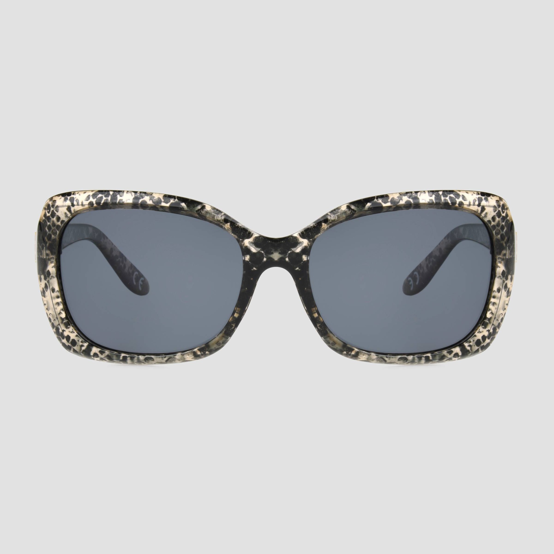 slide 1 of 2, Women's Snakeskin Print Square Plastic Sunglasses - A New Day Black, 1 ct