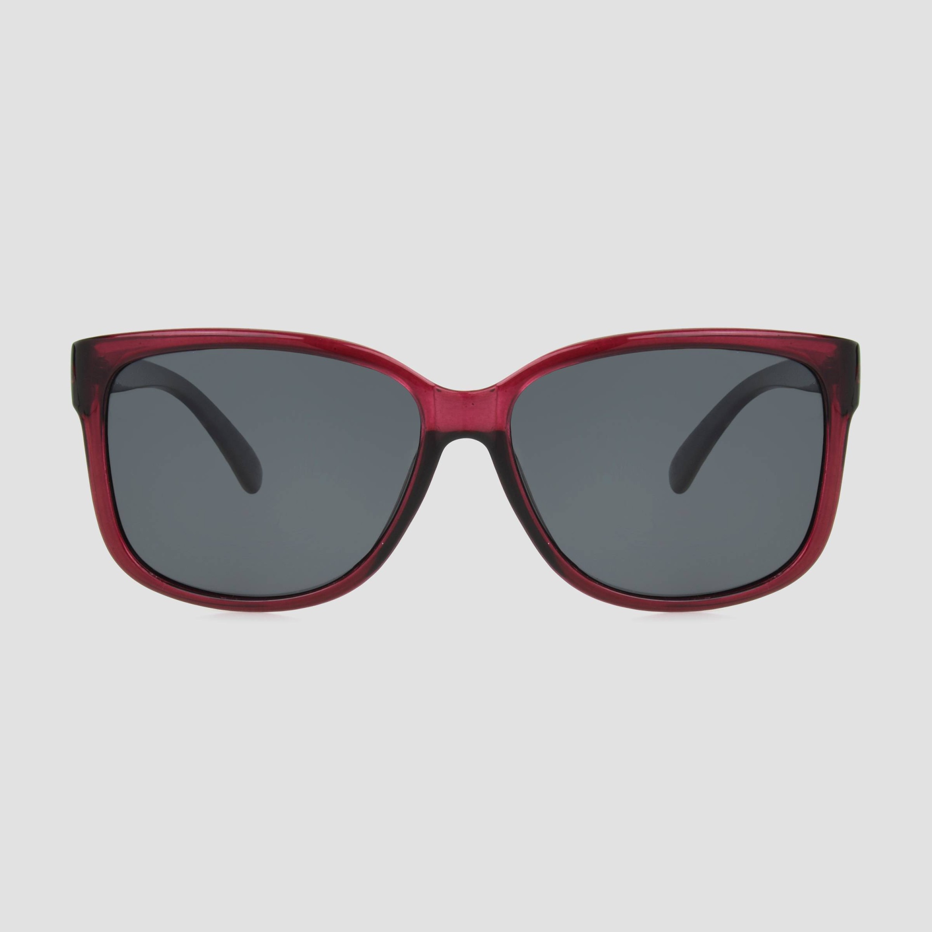 slide 1 of 2, Women's Square Crystal Sunglasses with Smoke Polarized Lenses - A New Day Burgundy, 1 ct