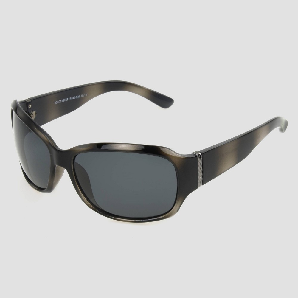 slide 2 of 2, Women's Square Tortoise Shell Print Plastic Polarized Sunglasses - A New Day Black, 1 ct