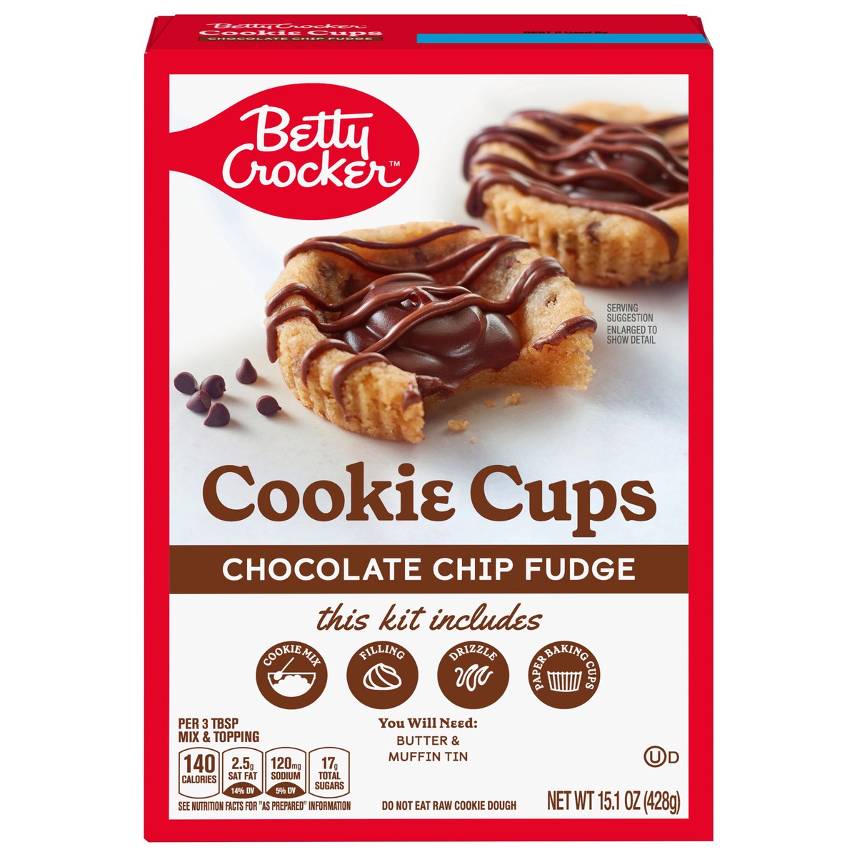 slide 7 of 11, Betty Crocker Chocolate Chip Fudge Cookie Cups, 15.1 oz, 15.1 oz