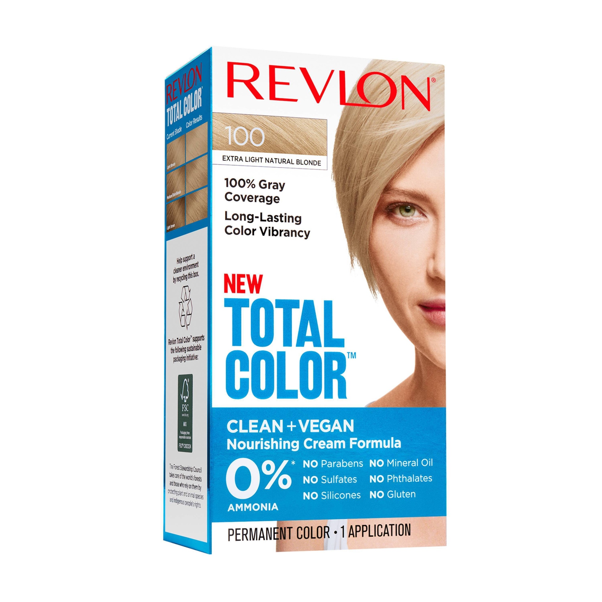 slide 1 of 4, Revlon Total Color Clean and Vegan Hair Color with 100% Gray Coverage - Extra Light Natural Blonde, 5.94 fl oz