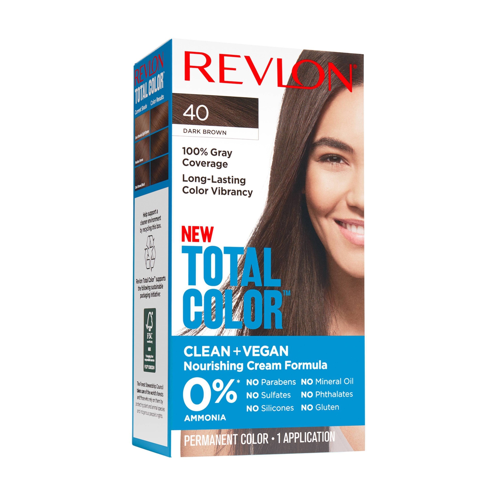 slide 1 of 4, Revlon Total Color Clean and Vegan Hair Color with 100% Gray Coverage - Dark Brown, 5.94 fl oz