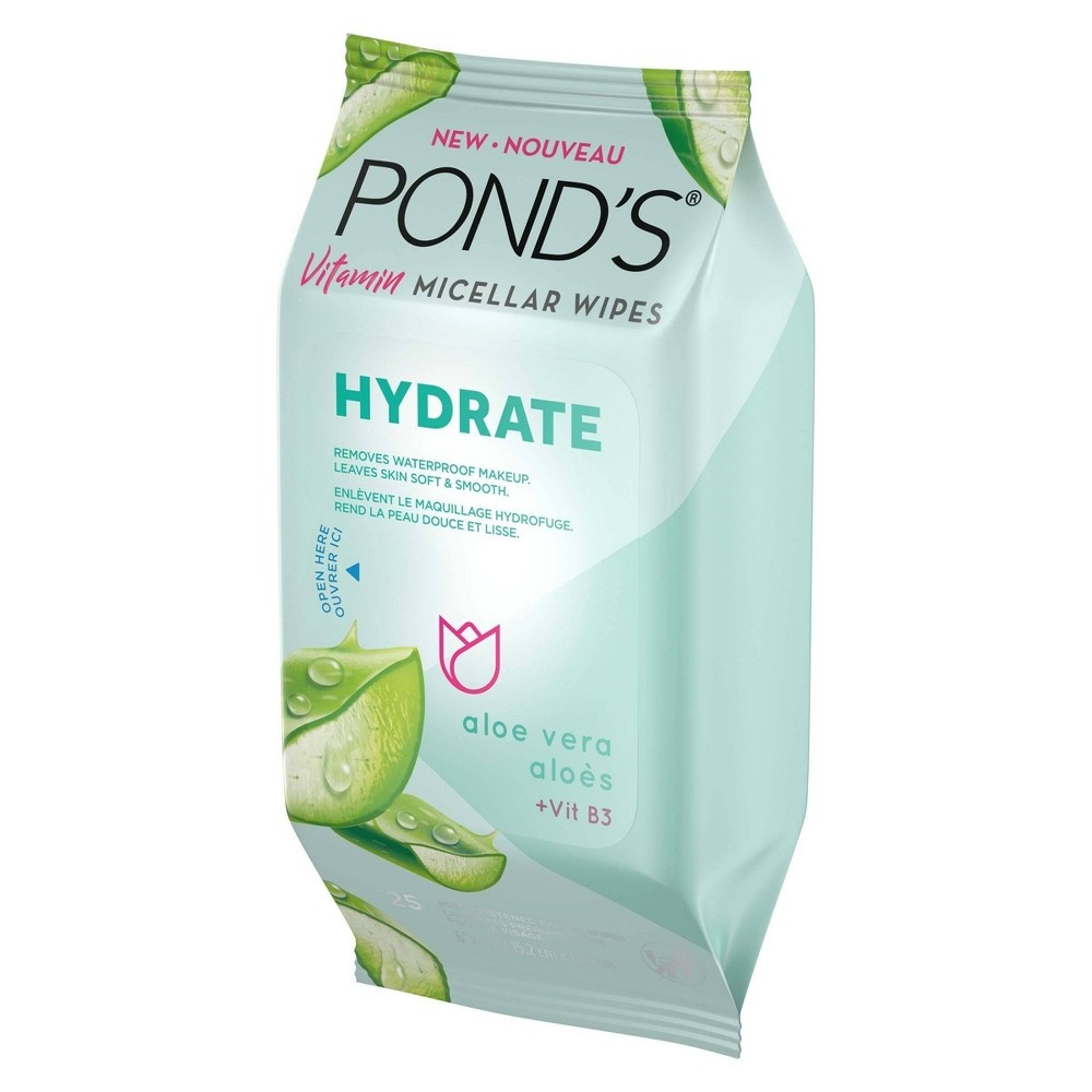 slide 4 of 6, Pond's Hydrate Micellar Facial Wipes - Vit B3 - Aloe Vera, 25 ct