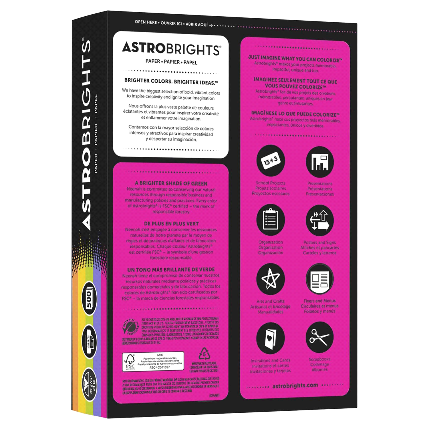 slide 2 of 4, Neenah PaPer 8-1/2 x 11 Astrobrights Colored PaPer - Assorted Per Ream), 24 lb