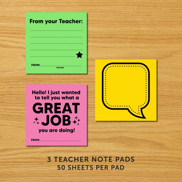 slide 4 of 5, ASTROBRIGHTS Teacher Notes, 3" X 3", Assorted Colors, 50 Sheets Per Pack, Set Of 3 Packs, 50 ct