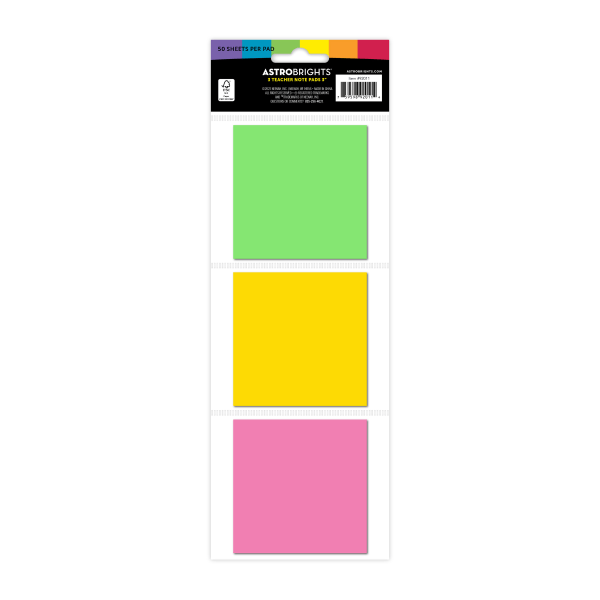 slide 2 of 5, ASTROBRIGHTS Teacher Notes, 3" X 3", Assorted Colors, 50 Sheets Per Pack, Set Of 3 Packs, 50 ct