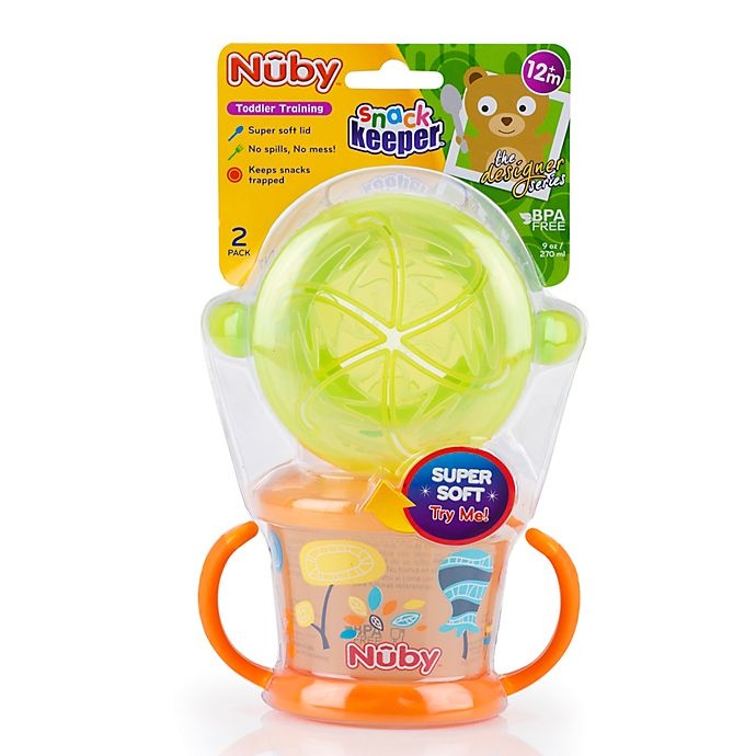 slide 2 of 2, Nuby Snack Keeper - Green/Orange, 1 ct