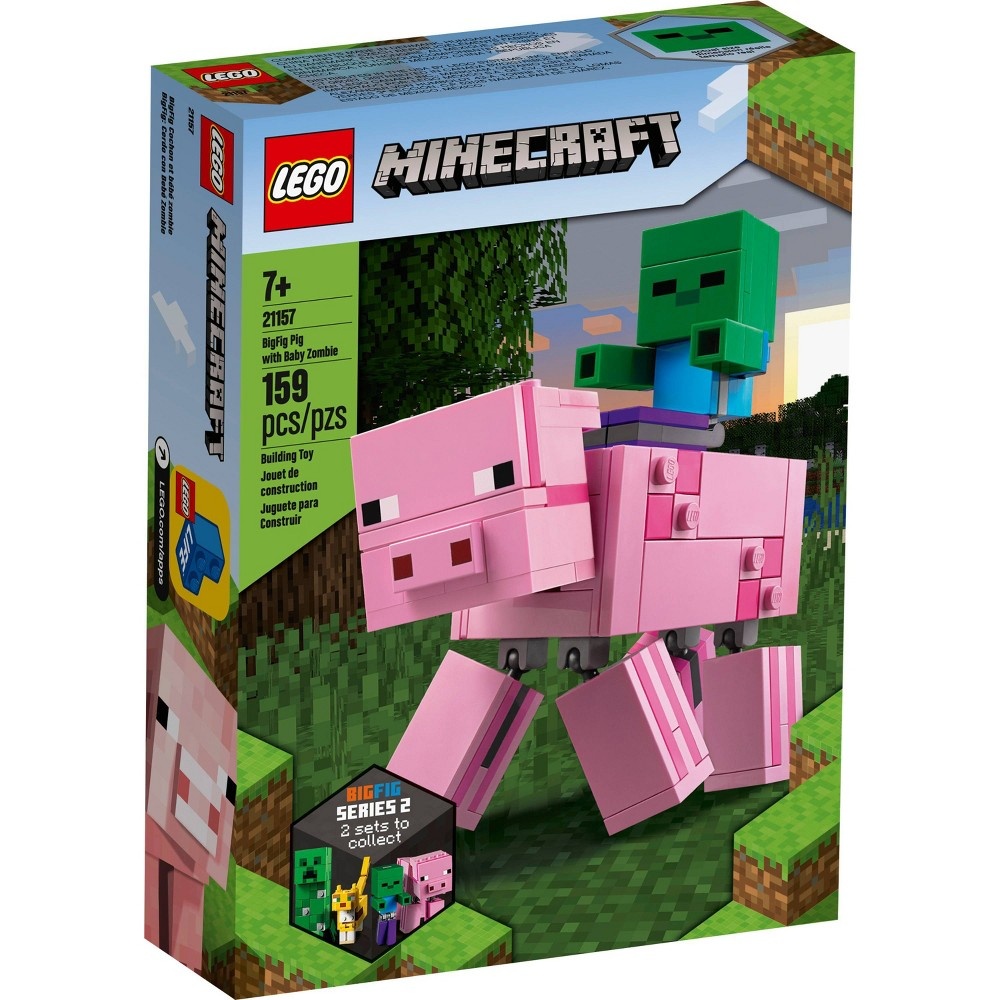 slide 2 of 7, LEGO Minecraft Pig BigFig and Baby Zombie 21157 Cool Building Set, 1 ct