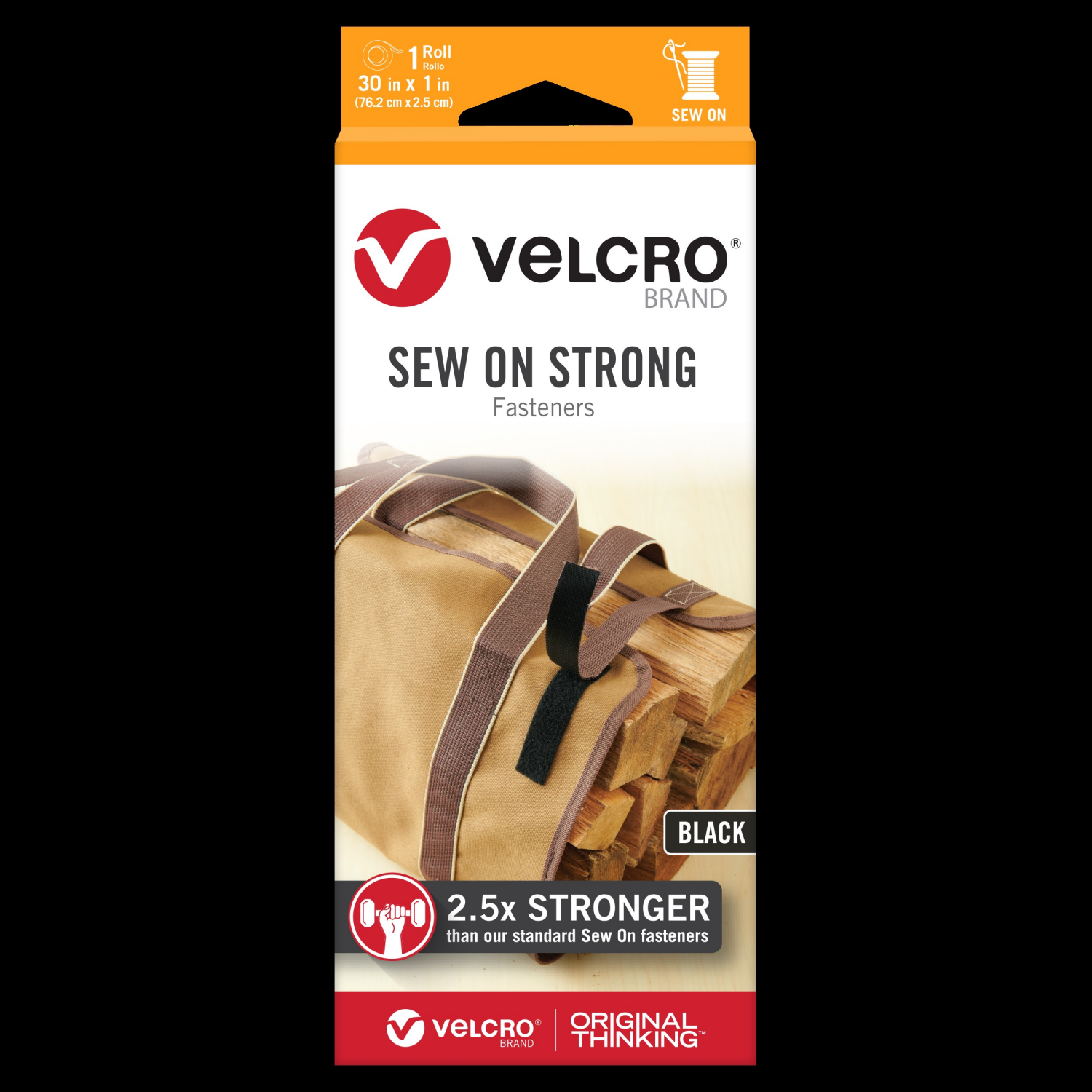 slide 1 of 2, VELCRO Brand Sew On Strong Tape 30in x 1in. Black, 1 ct