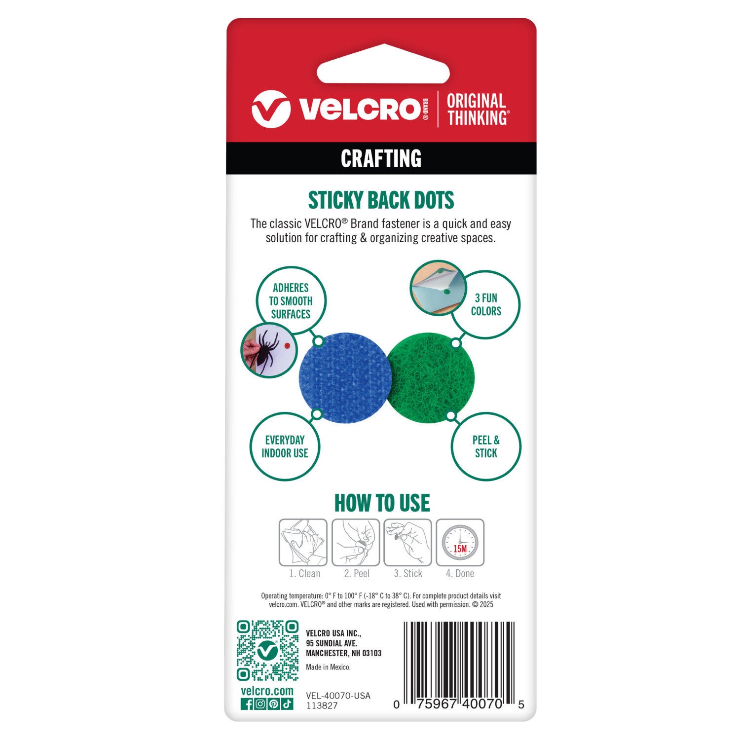 slide 2 of 2, VELCRO Brand Crafting Sticky Back Dots - Blue, Green, and Red 5/8" 18 Ct, 18 ct