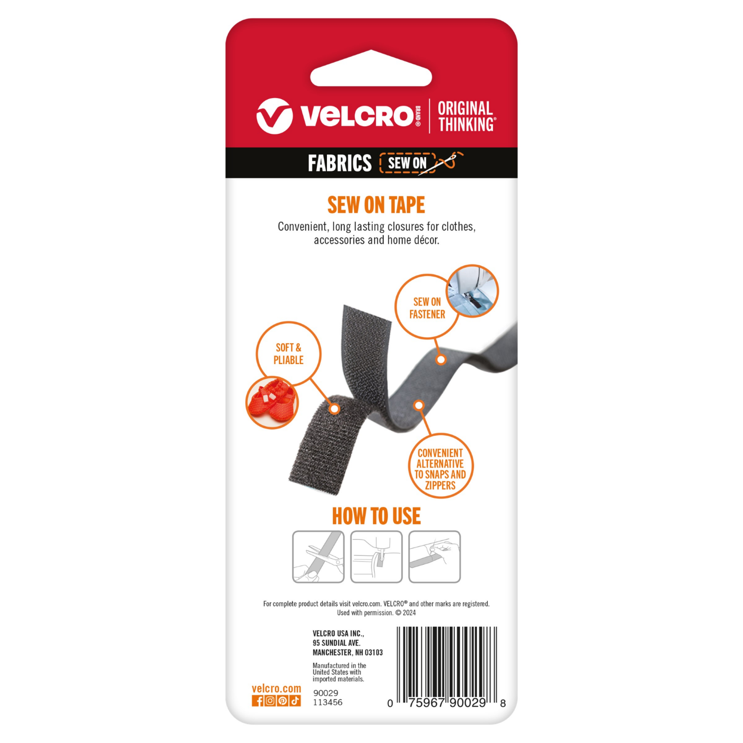 slide 2 of 2, Velcro Sew On Tape Black 3/4 X 30", 1 ct