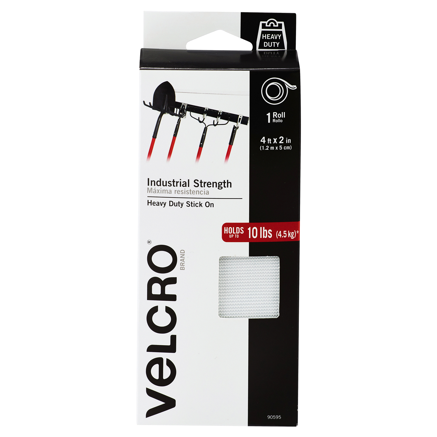 slide 1 of 1, VELCRO 4' x 2" Industrial Strength Tape, 4 ft