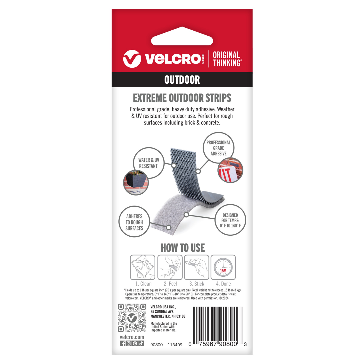 slide 2 of 2, VELCRO Brand Industrial Fasteners Extreme Outdoor Weather Conditions Professional Grade Heavy Duty Strength Holds up to on Rough Surfaces, 4in x 1in, Strips, 5 ct