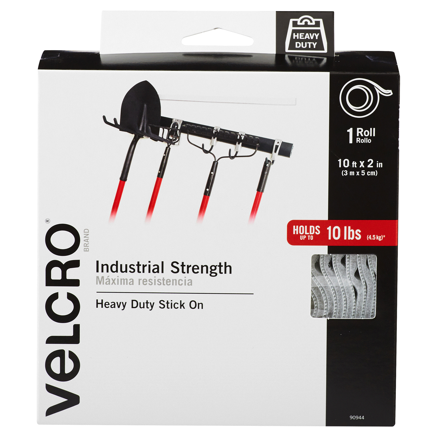 slide 1 of 2, VELCRO Brand Industrial Strength Tape, 10' X 2", White, 10 ft