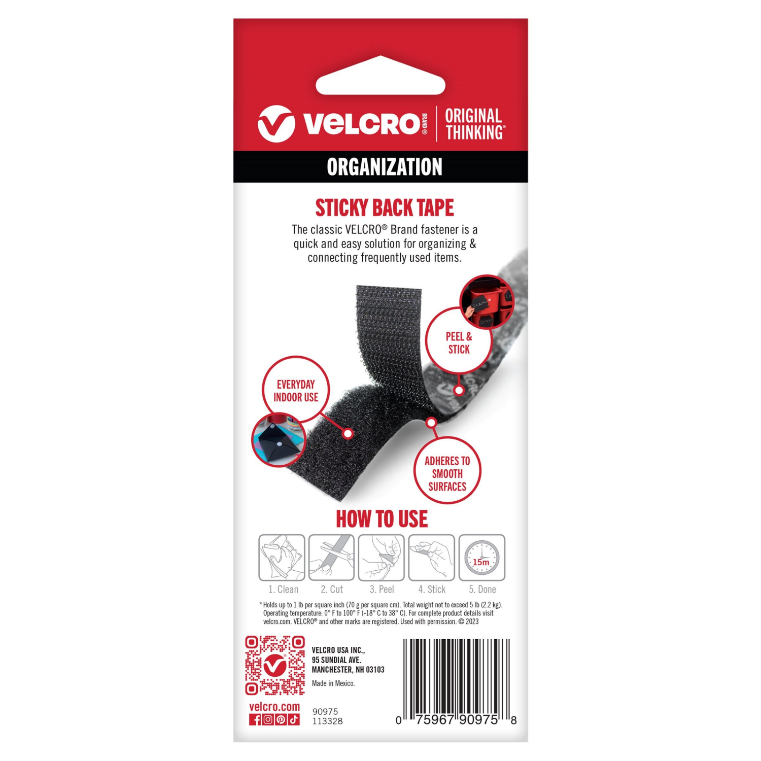 slide 2 of 2, VELCRO Brand x 3/4 In | Black Tape Roll with Adhesive, 6 ft