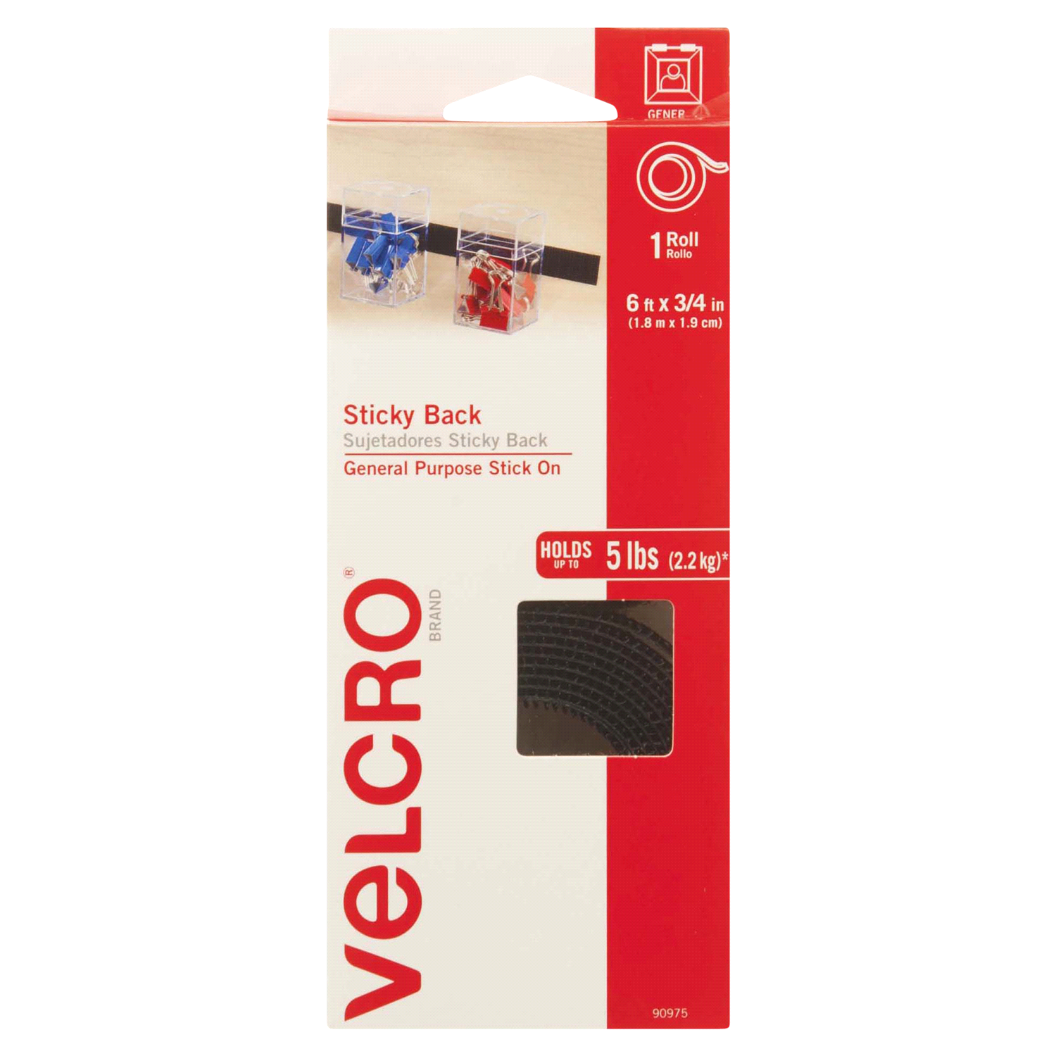 slide 1 of 2, VELCRO Brand x 3/4 In | Black Tape Roll with Adhesive, 6 ft